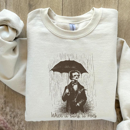 When It Rains It Poes PNG, Literature png - 300 DPI Design for T-Shirt