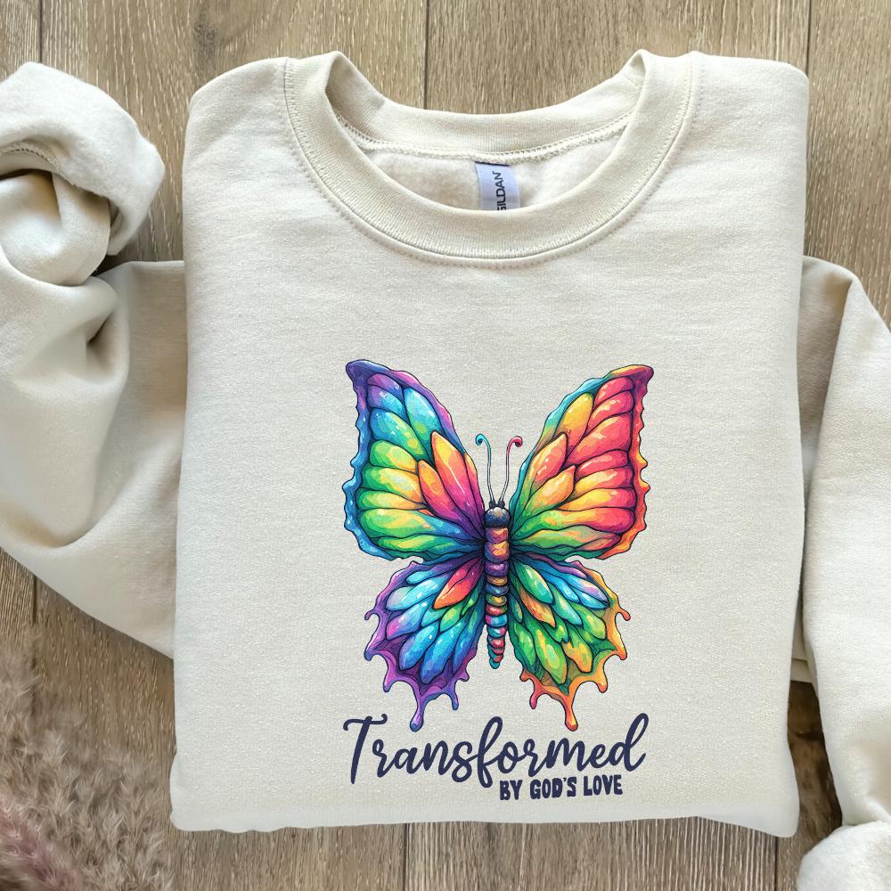 Transformed By Gods Love PNG, Butterfly PNG - 300 DPI Design for T-Shirt