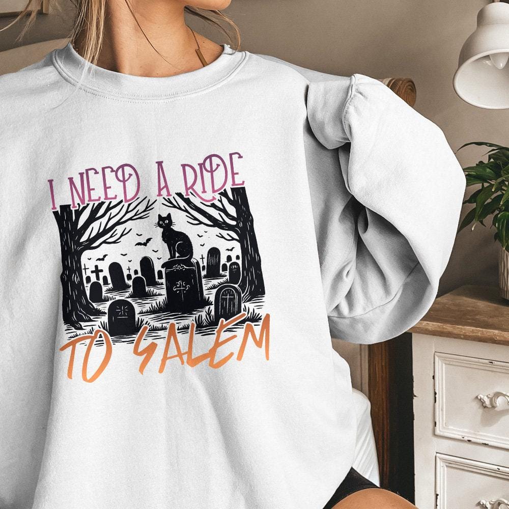 I Need a Ride to Salem Png, Halloween Cat Png - 300 DPI Design for T-Shirt