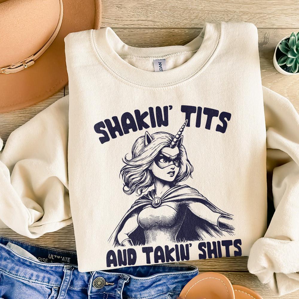 Shakin' Tits and Takin' Shits PNG, Inappropriate Shirt - 300 DPI Design
