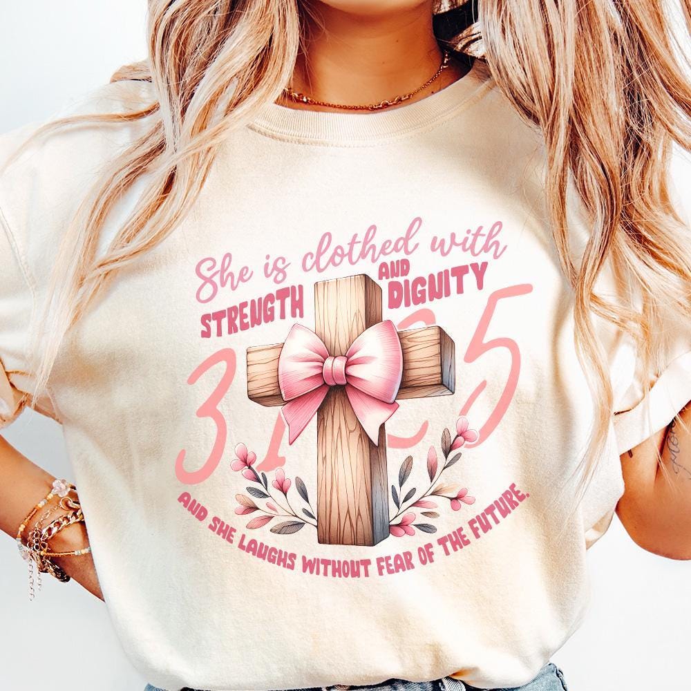 She is Clothed PNG, Proverbs 31 PNG - 300 DPI Design for T-Shirt