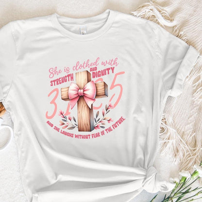 She is Clothed PNG, Proverbs 31 PNG - 300 DPI Design for T-Shirt