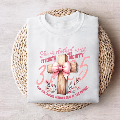 She is Clothed PNG, Proverbs 31 PNG - 300 DPI Design for T-Shirt