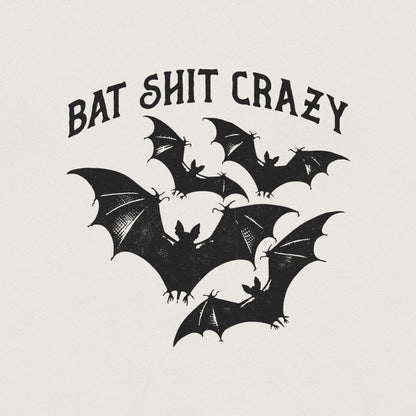Halloween Bat Shit Crazy Gothic Coquette Bow Png, Retro Halloween Png -