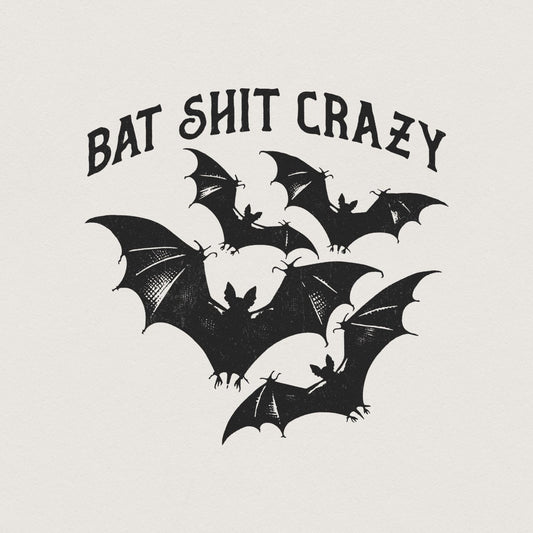 Halloween Bat Shit Crazy Gothic Coquette Bow Png, Retro Halloween Png -