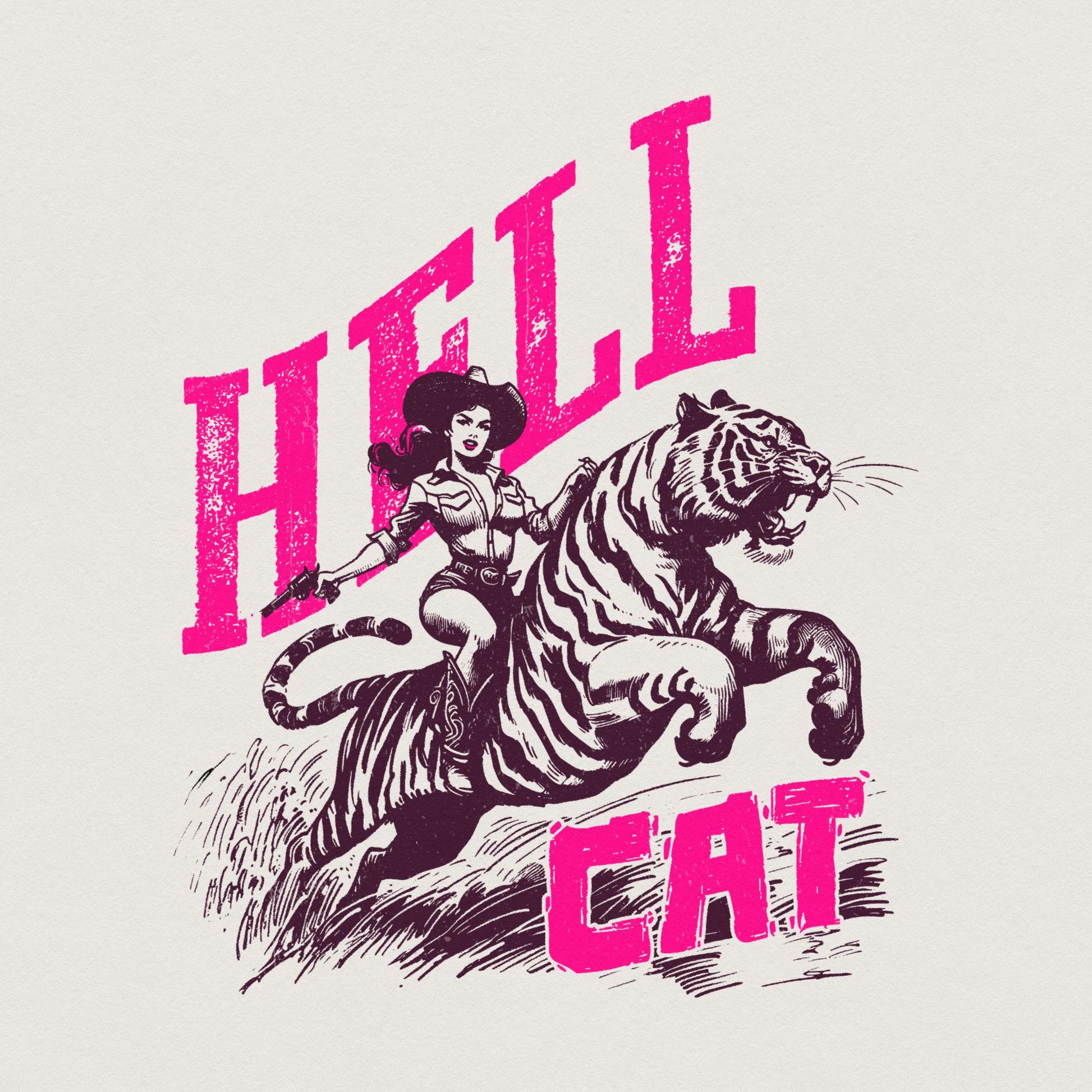 Hell Cat PNG, Cowgirl Tiger png - 300 DPI Design for T-Shirt