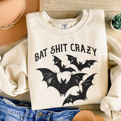 Halloween Bat Shit Crazy Gothic Coquette Bow Png, Retro Halloween Png -