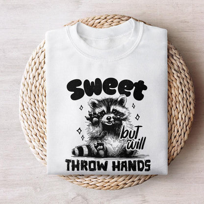 Sweet but Will Throw Hands Funny Raccoon Png, Snarky Png - 300 DPI Design