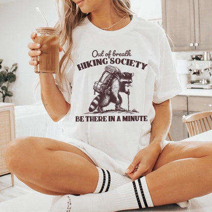 Out of Breath Hiking Society PNG, Sarcastic Raccoon Sayings - 300 DPI