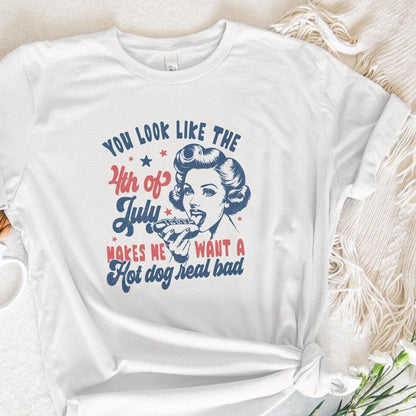 You Look Like the 4th of July PNG, Retro America Hot Dog - 300 DPI Design