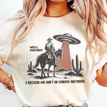 Cowboy and UFO PNG, Western Sci-Fi Digital Design - 300 DPI Design for