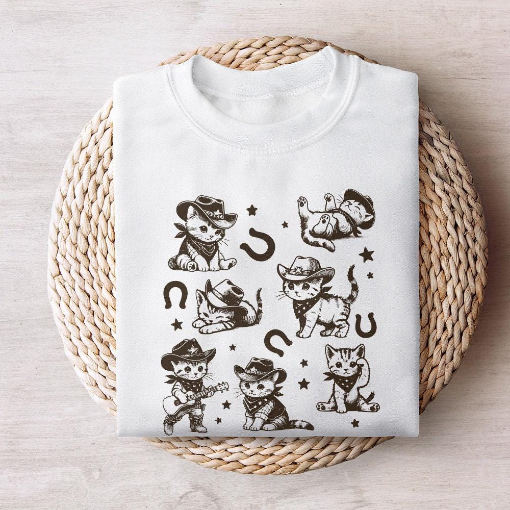 Vintage Cowboy Cats and Kittens Western Cowboy Cowgirl Desert Style PNG,