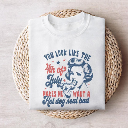 You Look Like the 4th of July PNG, Retro America Hot Dog - 300 DPI Design