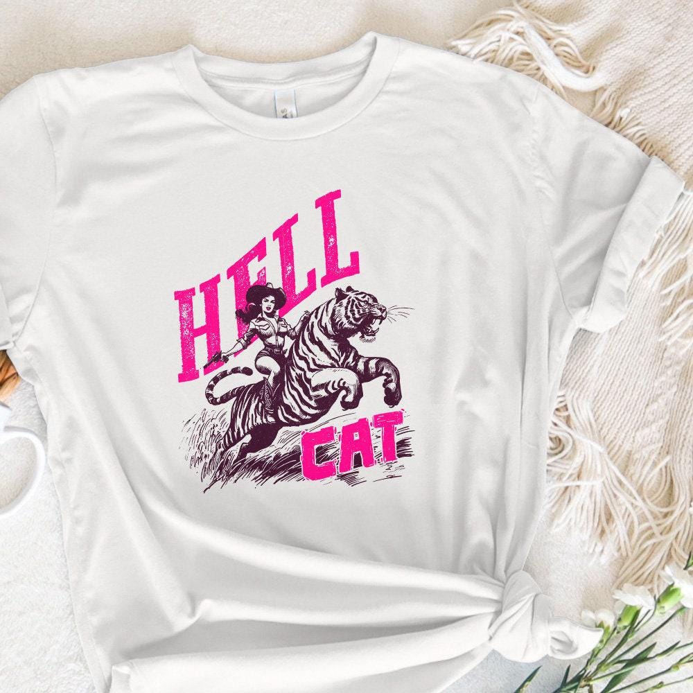 Hell Cat PNG, Cowgirl Tiger png - 300 DPI Design for T-Shirt
