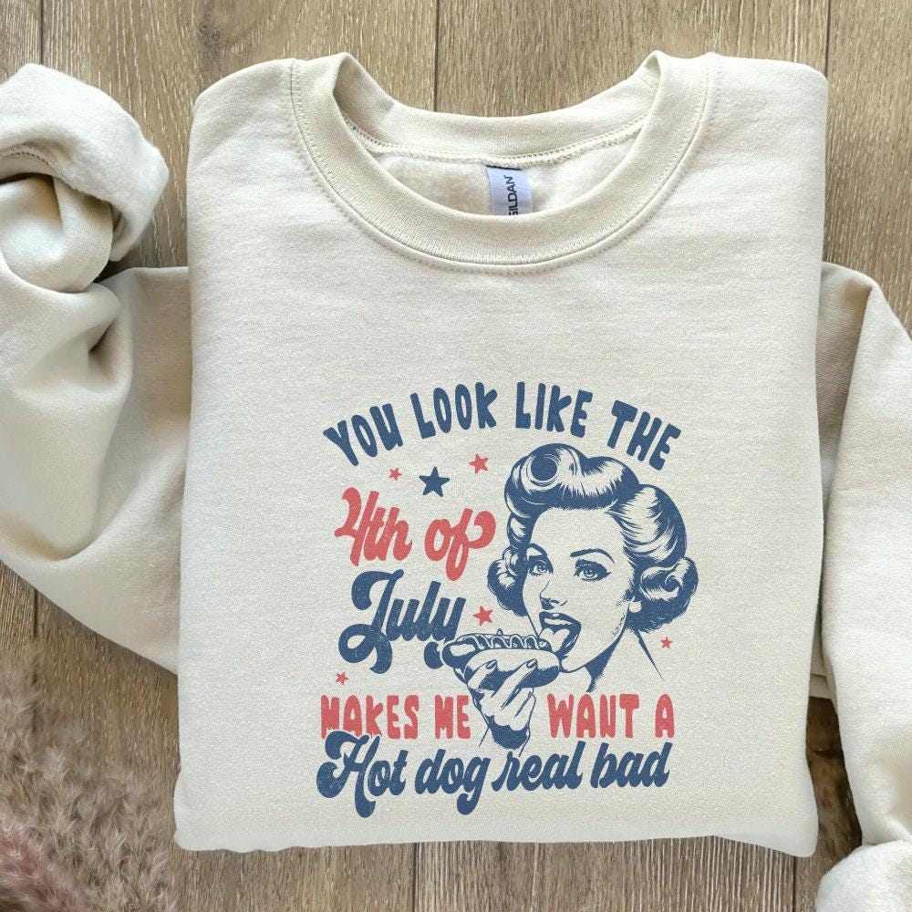 You Look Like the 4th of July PNG, Retro America Hot Dog - 300 DPI Design
