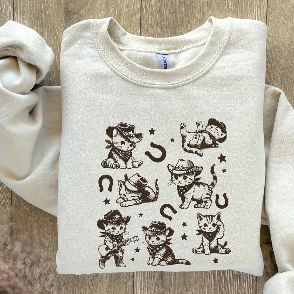 Vintage Cowboy Cats and Kittens Western Cowboy Cowgirl Desert Style PNG,