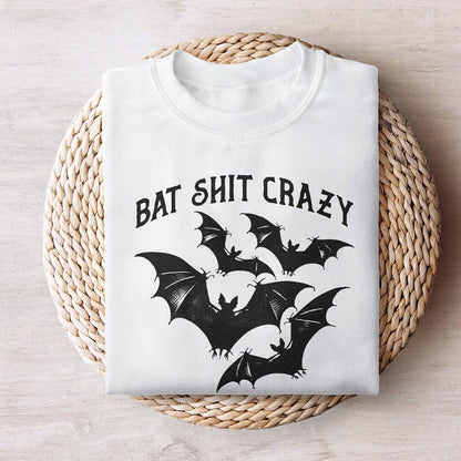 Halloween Bat Shit Crazy Gothic Coquette Bow Png, Retro Halloween Png -