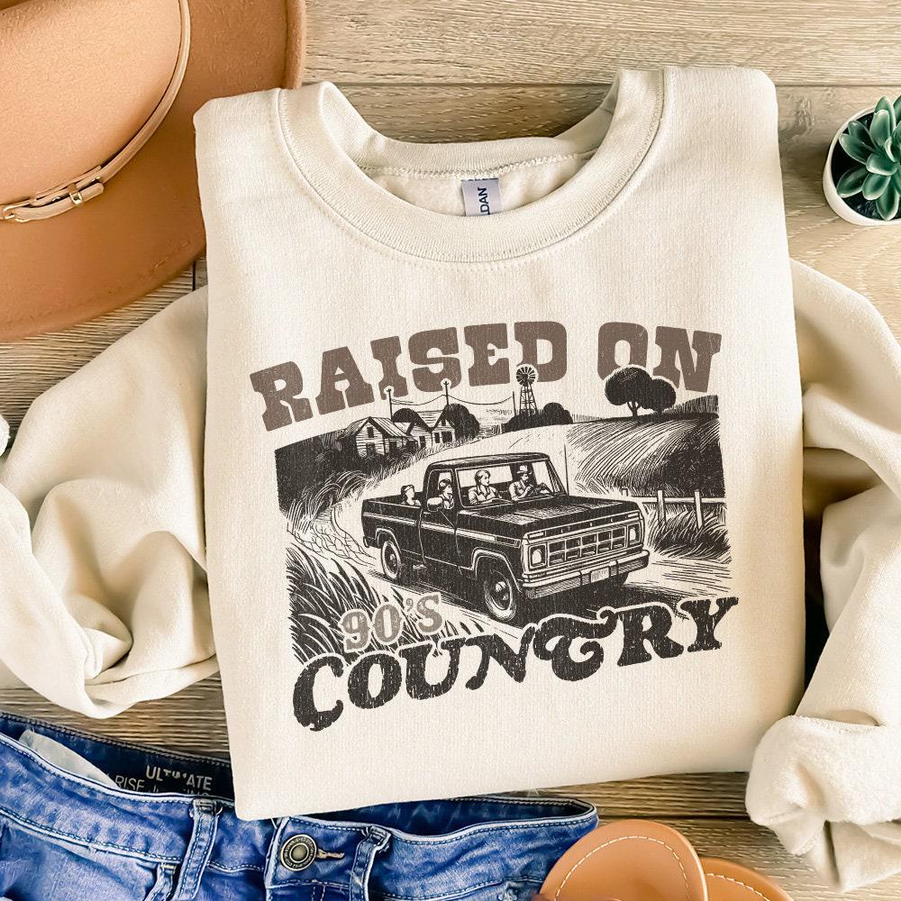 Raised on 90's Country PNG, Download - 300 DPI Design for T-Shirt