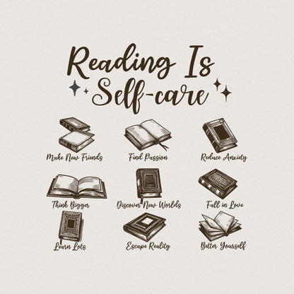 Retro Bookish PNG, Mental Health Reading - 300 DPI Design for T-Shirt