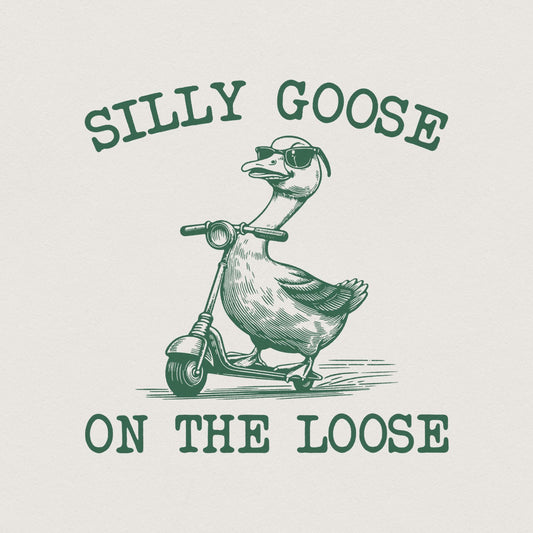 Silly Goose on the Loose PNG, Vintage Goose - 300 DPI Design for T-Shirt
