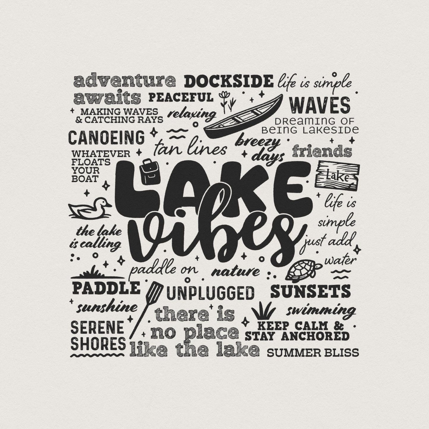 Lake Life Summer Subway Art PNG Digital Download, Summer Vibes - 300 DPI