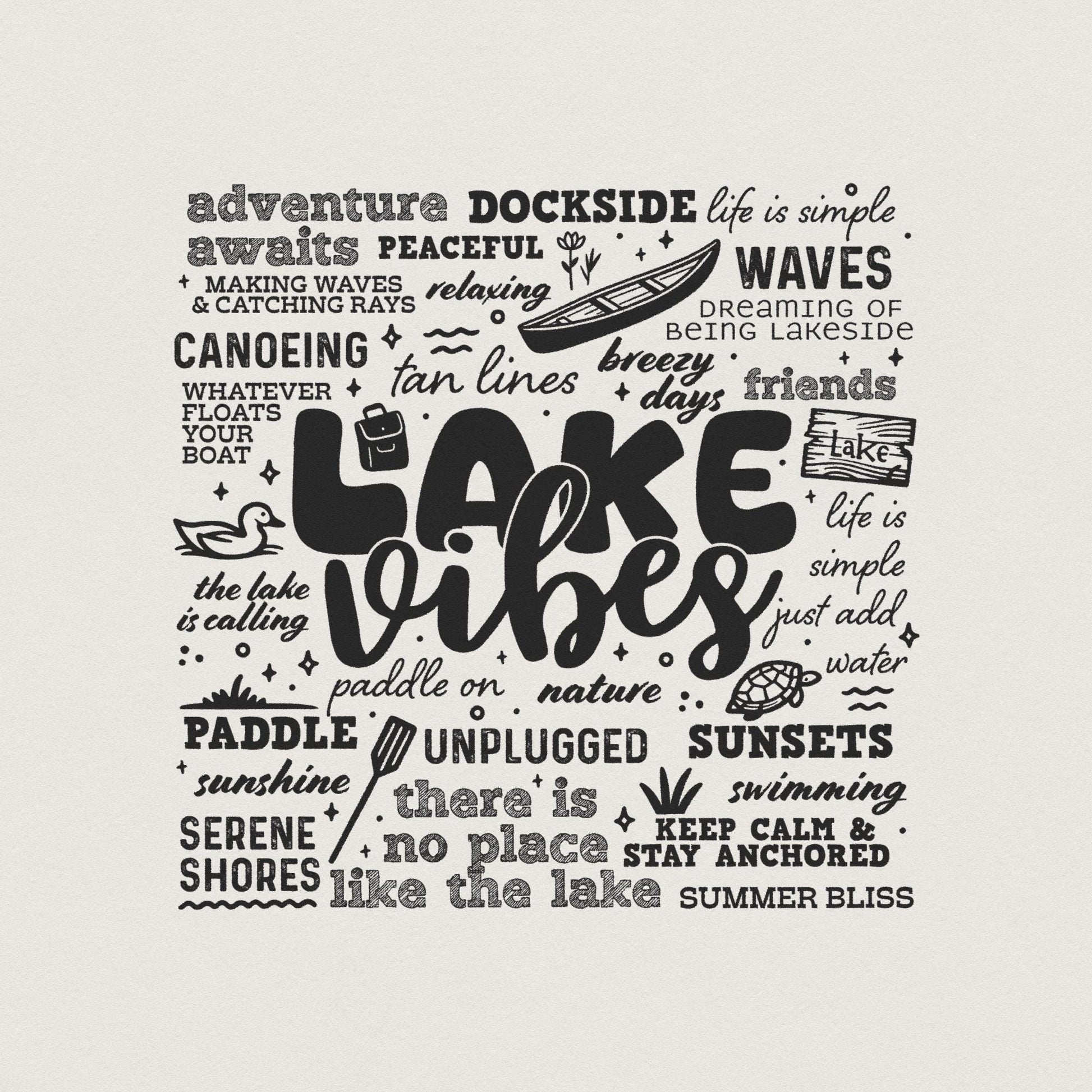 Lake Life Summer Subway Art PNG Digital Download, Summer Vibes - 300 DPI