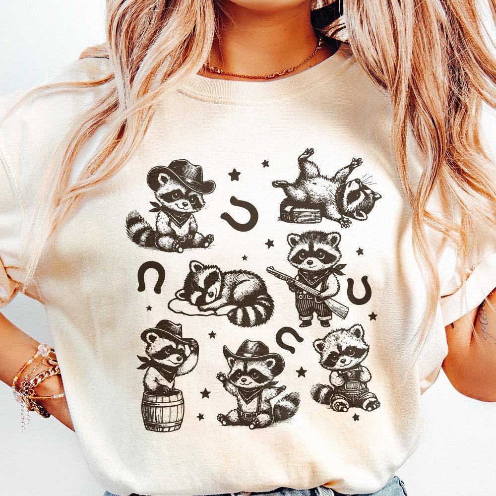 Vintage Cowboy Raccoon Western Cowboy Cowgirl Desert Style PNG, Retro