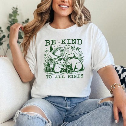 Be Kind to All Kinds Vintage Line Art Animals PNG, Retro Be Kind png -