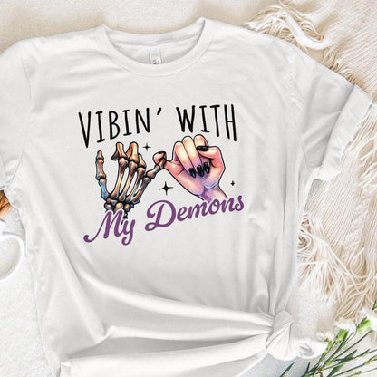 Vibin With My Demons Png, Retro Halloween Png - 300 DPI Design for T-Shirt