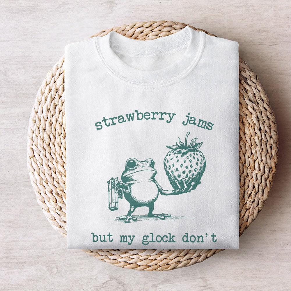 Strawberry Jams but My Glock Don't Funny PNG Meme, Digital Download - 300