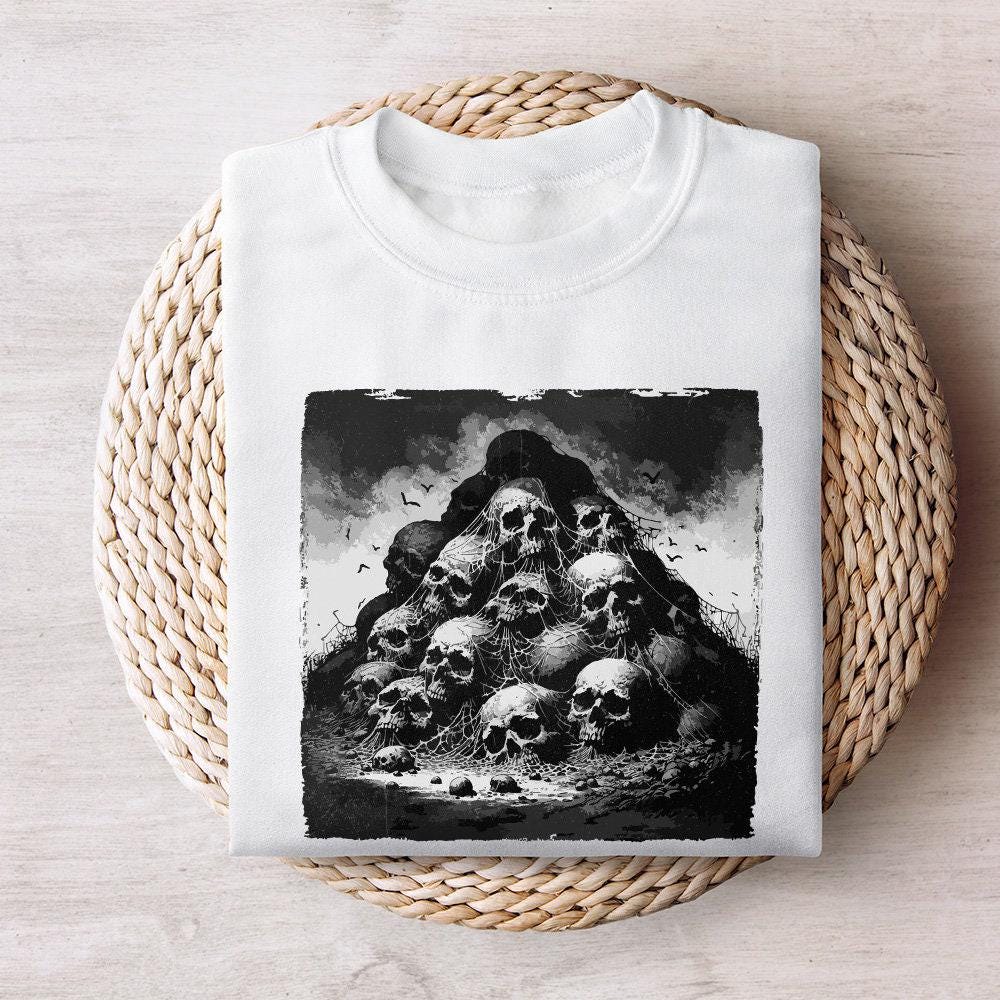 Gothic Skull Mountain PNG, Dark Aesthetic Digital Art - 300 DPI Design