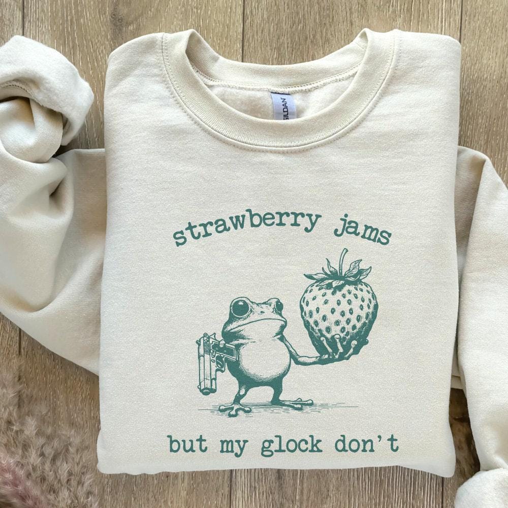 Strawberry Jams but My Glock Don't Funny PNG Meme, Digital Download - 300