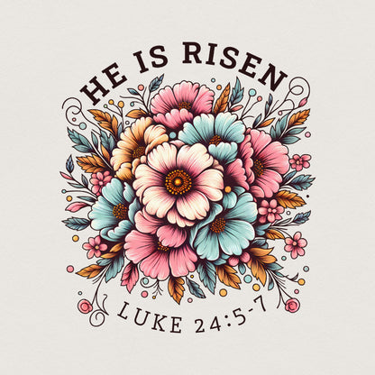 He Is Risen! Floral Easter PNG, Christian Easter Sublimation Design - 300