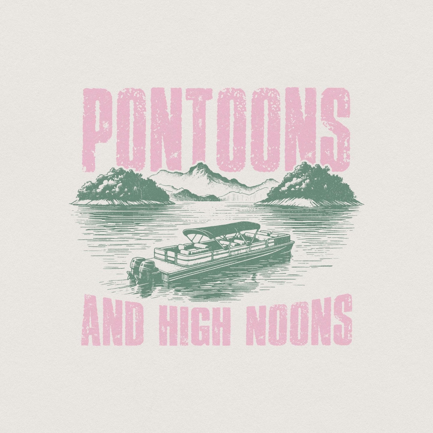 Pontoons and High Noons Retro Vintage Neon Summer Boat Beer Seltzer PNG,
