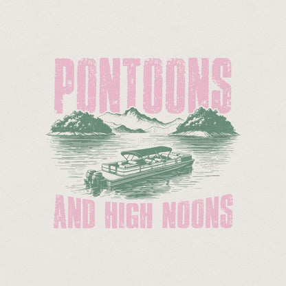 Pontoons and High Noons Retro Vintage Neon Summer Boat Beer Seltzer PNG,