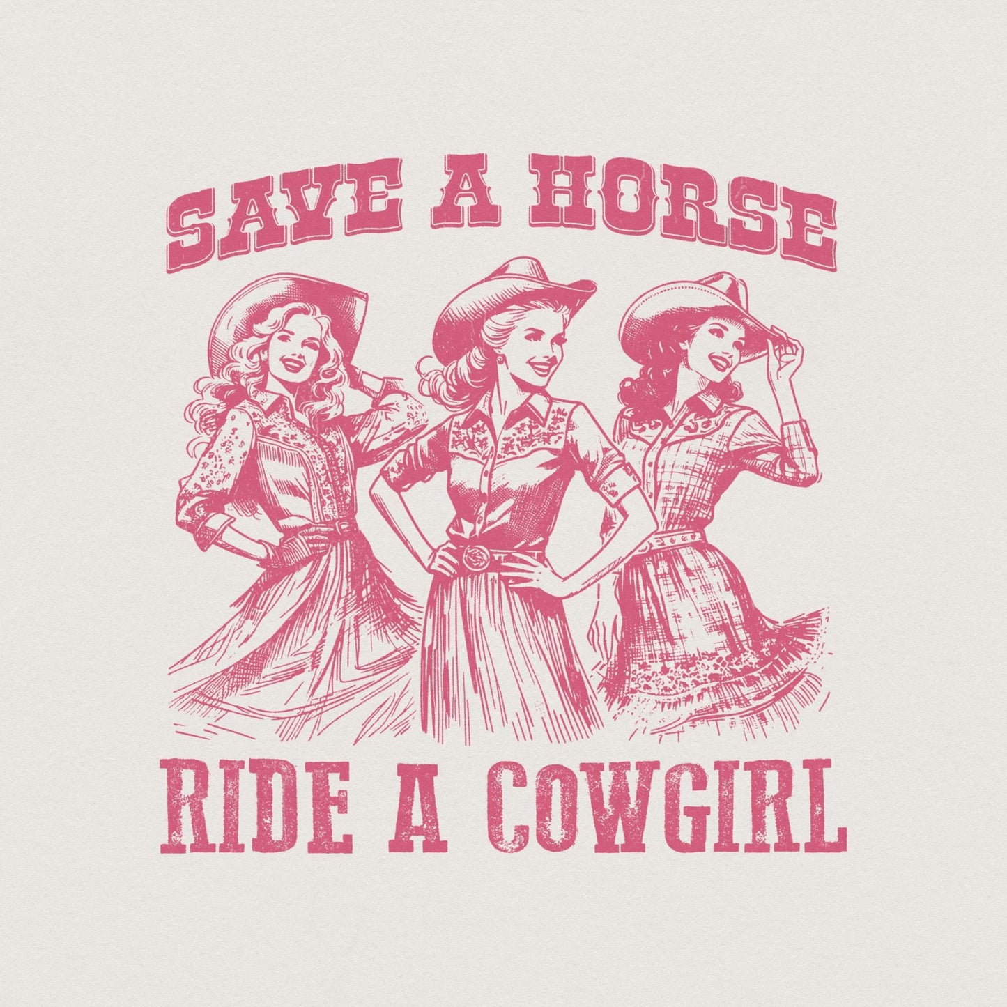 Retro Save A Horse Ride A Cowgirl PNG, Funny Lesbian Cowgirl Digital