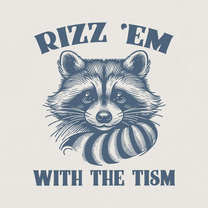 Rizz 'Em With The 'Tism Retro Raccoon PNG, Autism Awareness - 300 DPI