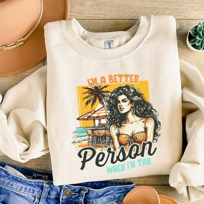 Trendy Summer PNG SVG, I Am Better Person When I'm Tan Aesthetic Beach