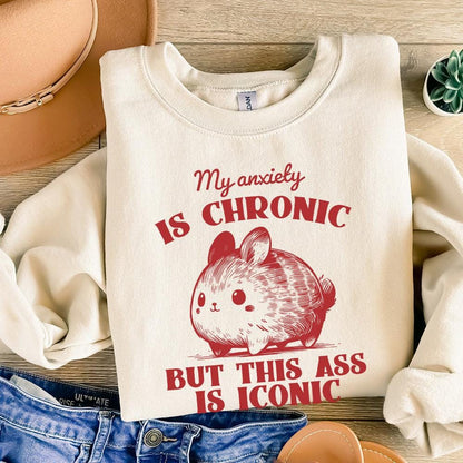 My Anxiety is Chronic But This Ass Is Iconic Funny Bunny Vintage Animal