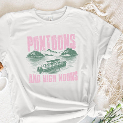 Pontoons and High Noons Retro Vintage Neon Summer Boat Beer Seltzer PNG,