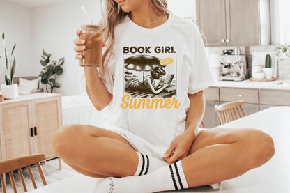 Book Girl Summer PNG, Beach Book Lover - 300 DPI Design for T-Shirt