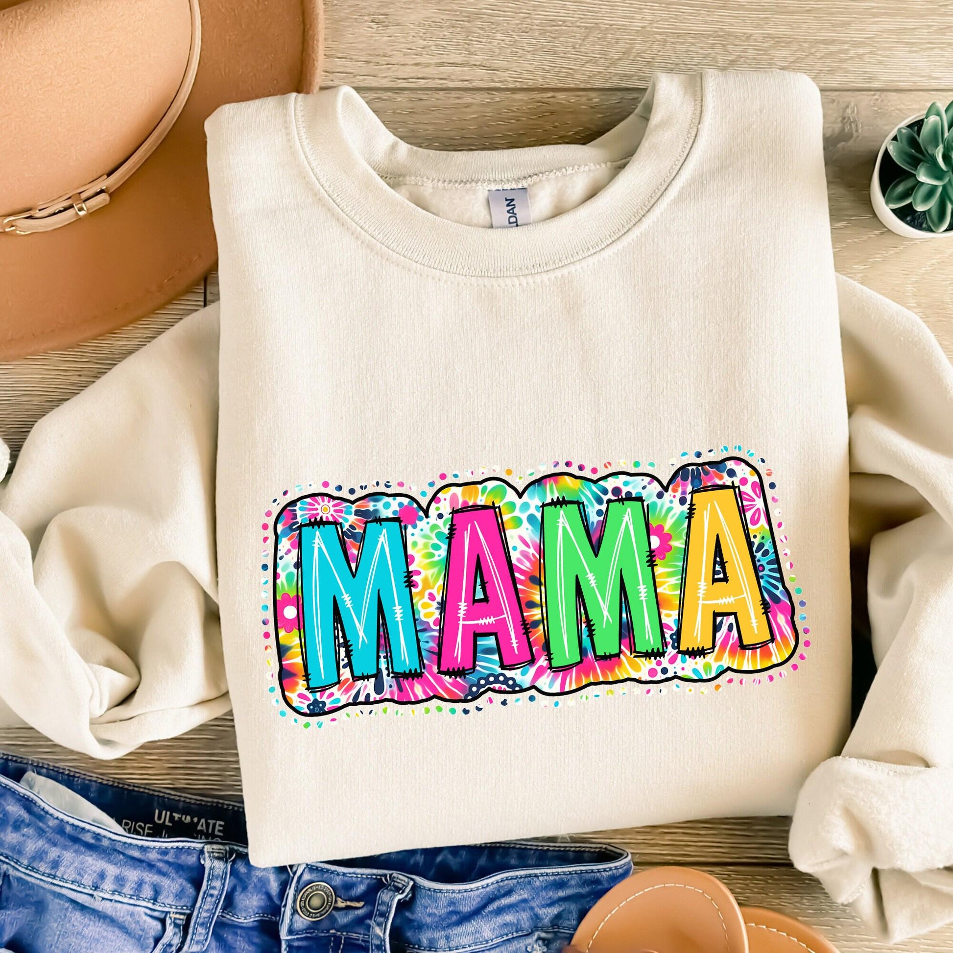 Mama PNG, Bright Paisley Floral - 300 DPI Design for T-Shirt