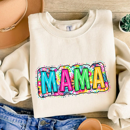 Mama PNG, Bright Paisley Floral - 300 DPI Design for T-Shirt