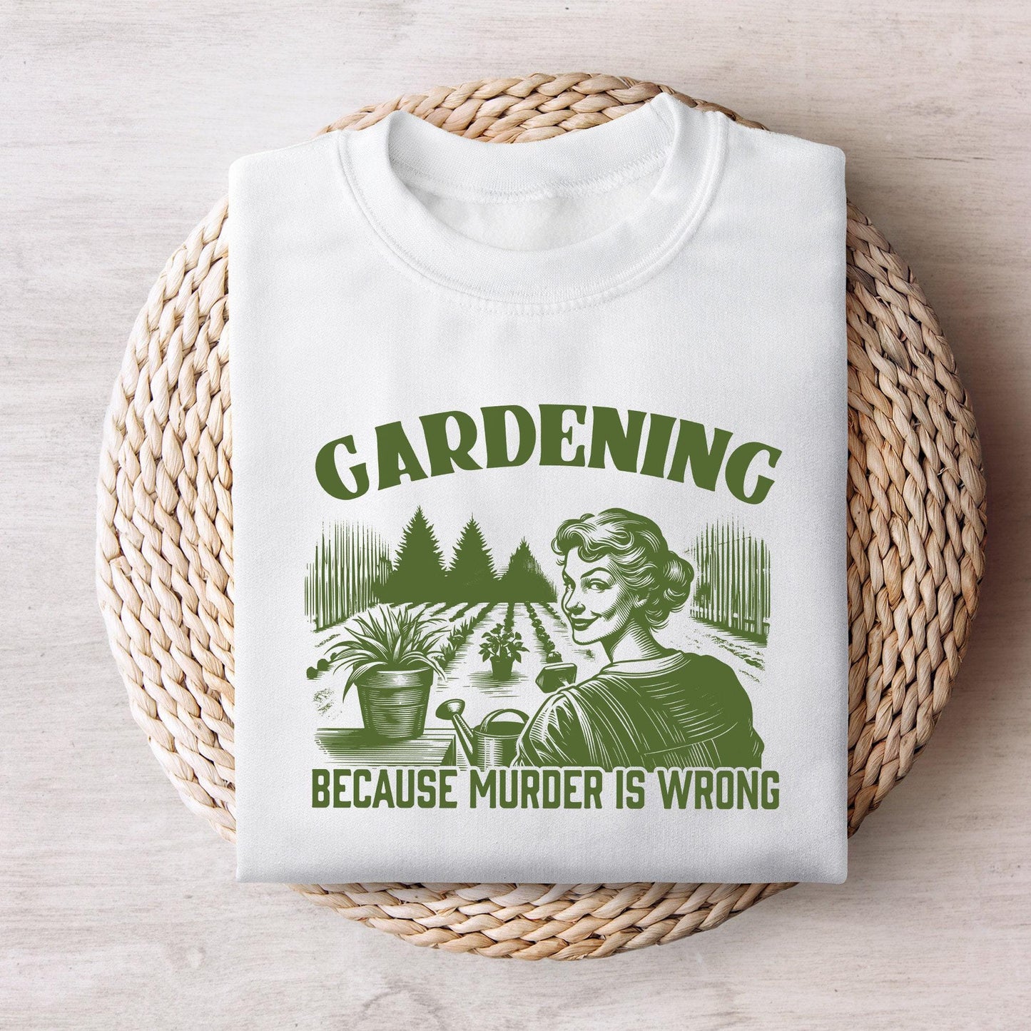 Gardening Because Murder Is Wrong PNG, Trendy Vintage Retro Gardening
