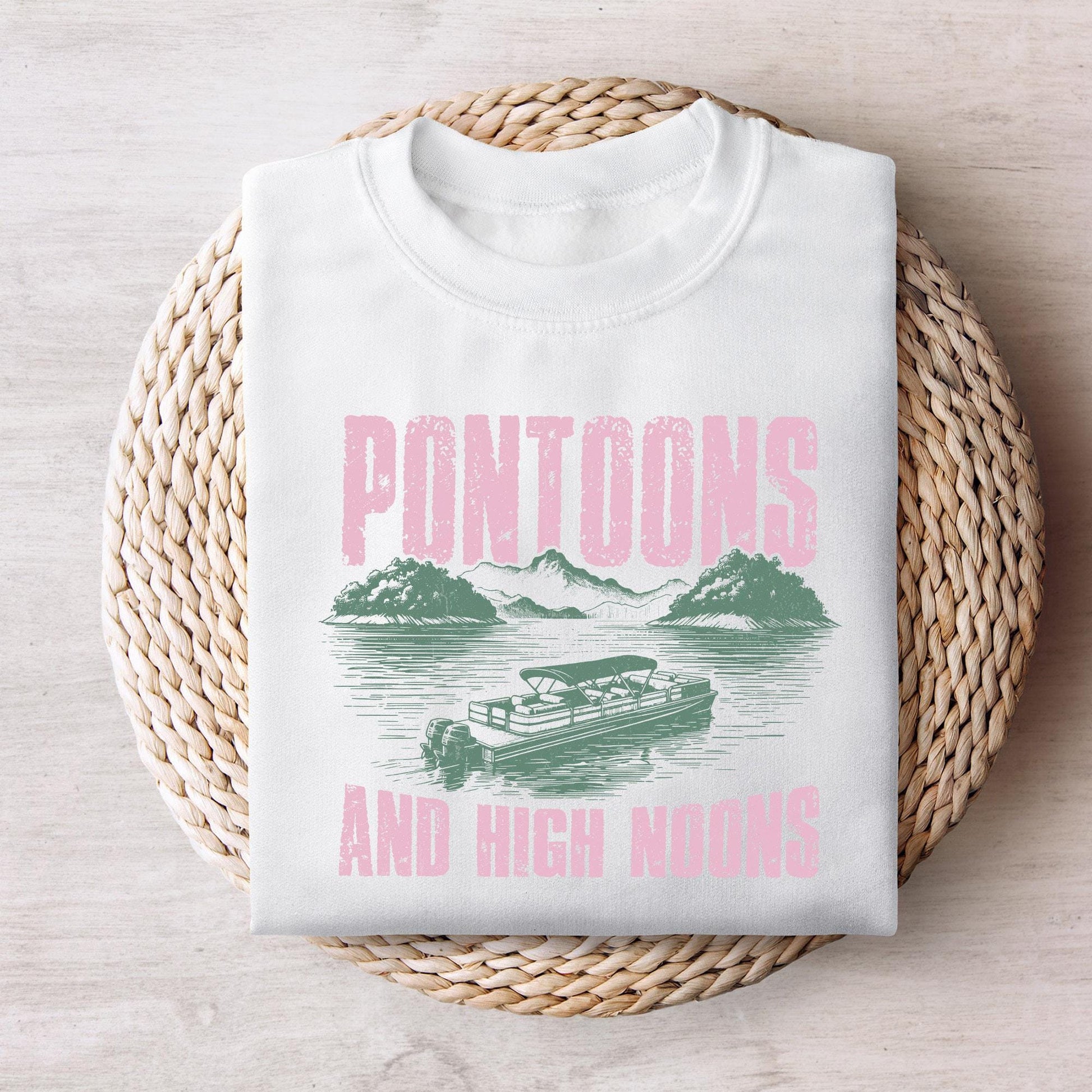 Pontoons and High Noons Retro Vintage Neon Summer Boat Beer Seltzer PNG,