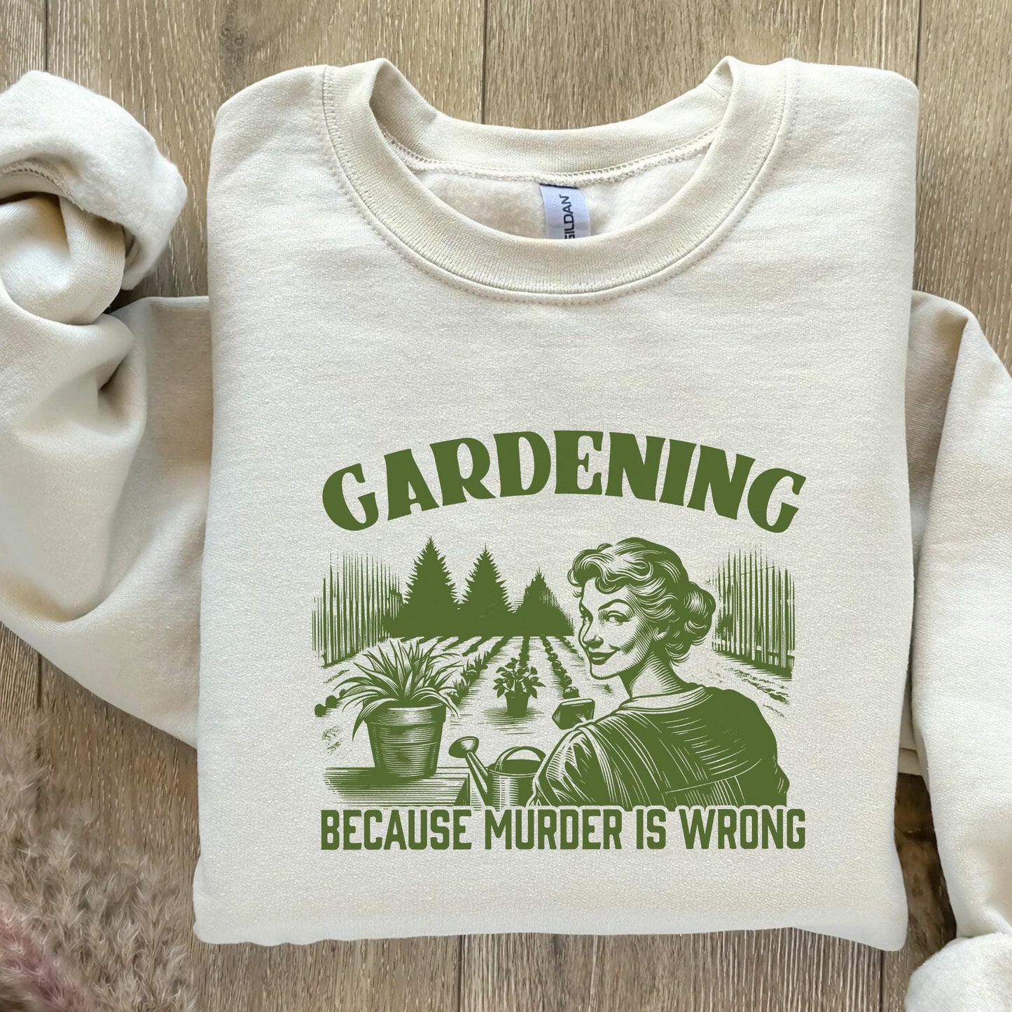 Gardening Because Murder Is Wrong PNG, Trendy Vintage Retro Gardening