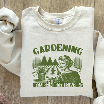 Gardening Because Murder Is Wrong PNG, Trendy Vintage Retro Gardening