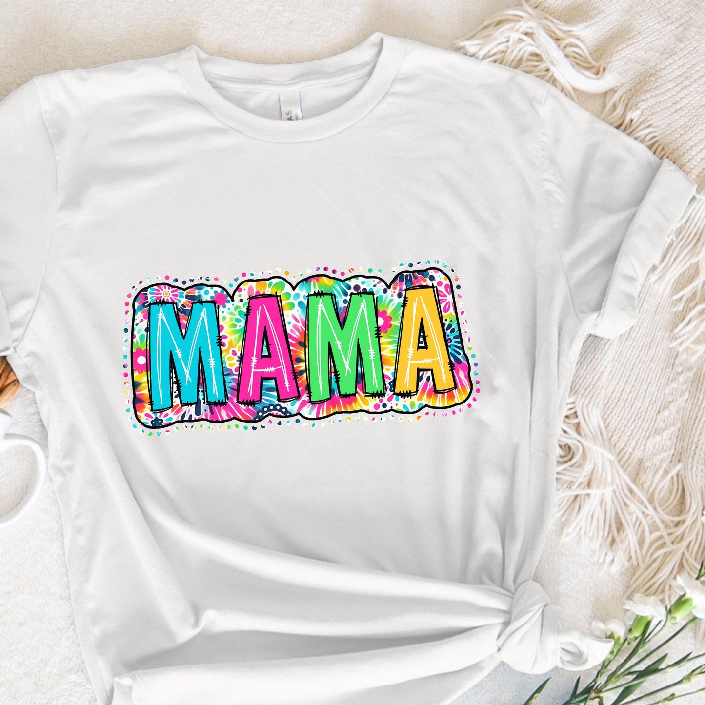 Mama PNG, Bright Paisley Floral - 300 DPI Design for T-Shirt