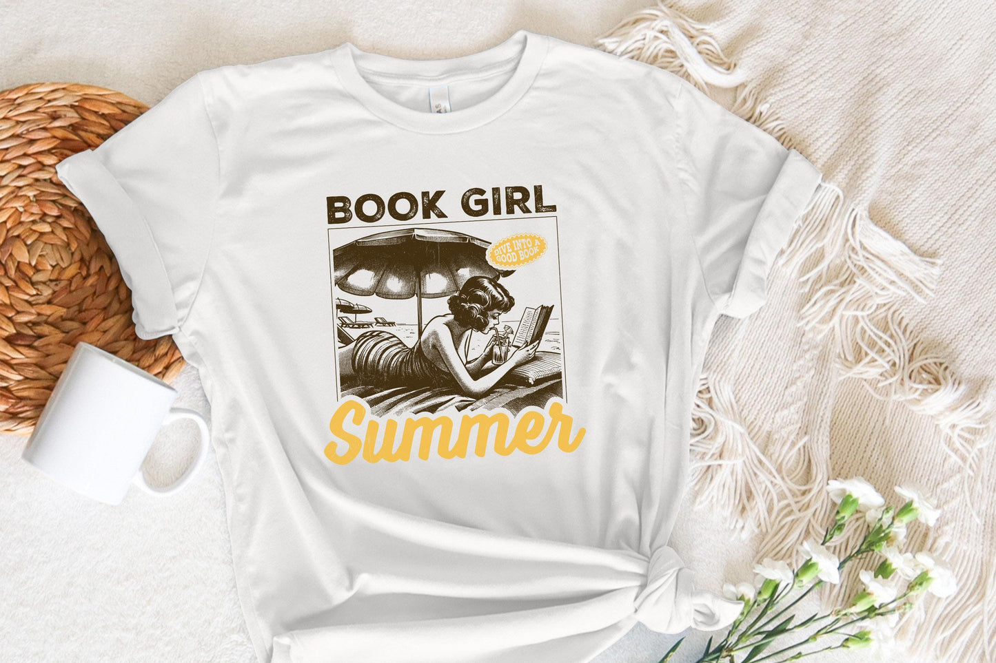 Book Girl Summer PNG, Beach Book Lover - 300 DPI Design for T-Shirt
