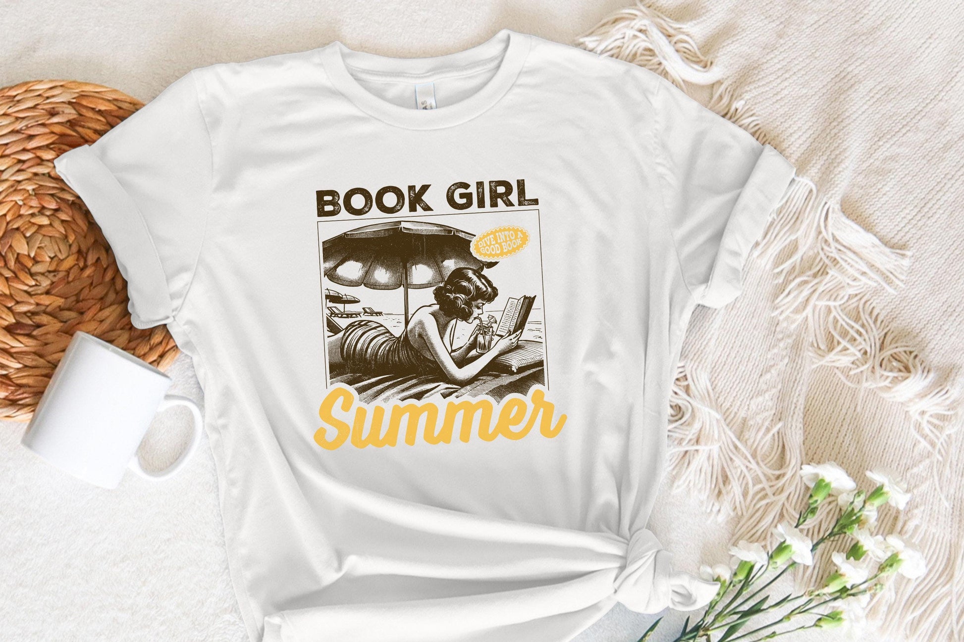 Book Girl Summer PNG, Beach Book Lover - 300 DPI Design for T-Shirt